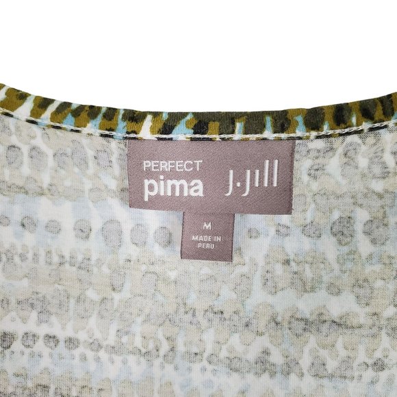 J Jill Size M Shirt Perfect Pima Tee Scoop Neck Curve Hem 100% Cotton Cap Sleeve - Picture 6 of 6